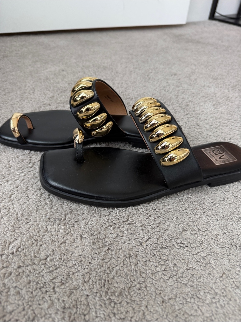 Dolce Vita Black Sandals with Gold Teardrop Accents - Picture 5 of 5